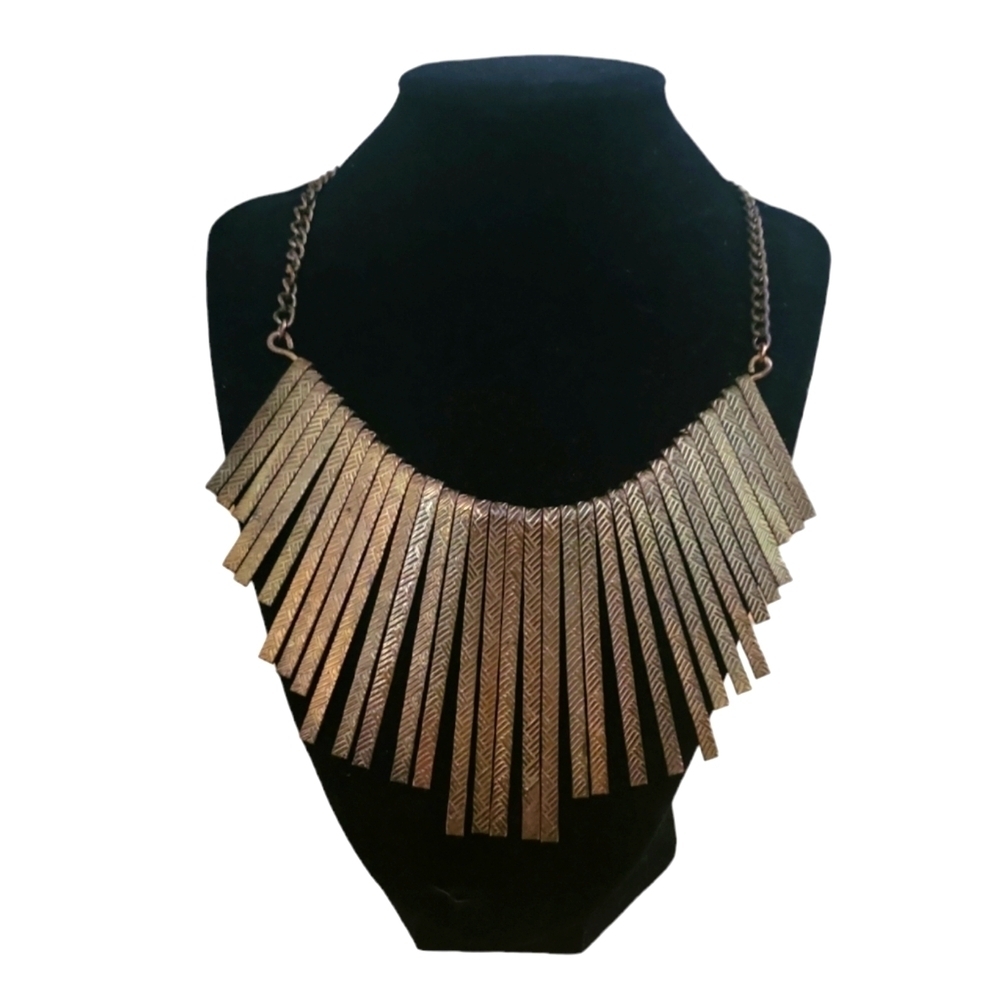 Vintage Estate Sale Jewelry Goldtone Egyptian Revival Cleopatra Bib Necklace